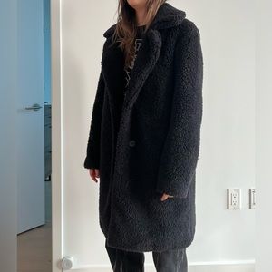 Uniqlo Pile Lined Fleece Coat Black - size XS